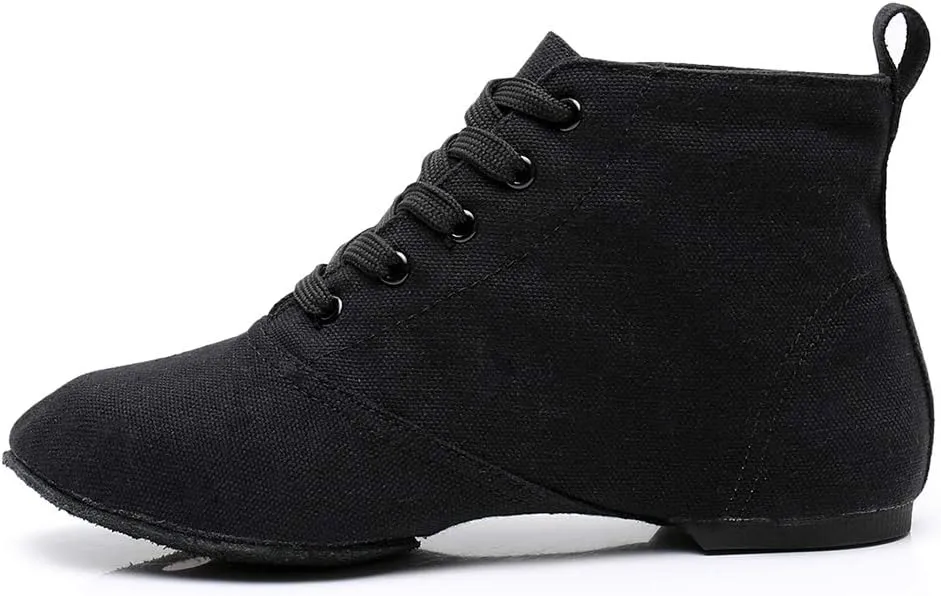 TINRYMX Canvas Lace Up Dance Shoes Split Sole Ballroom Jazz Modern Dance Boots for Women
