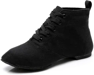 TINRYMX Canvas Lace Up Dance Shoes Split Sole Ballroom Jazz Modern Dance Boots for Women