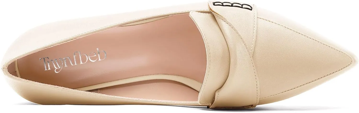 TNYNFBEB Womens Chunky Block Low Heel Pointed Toe Pumps Loafers Shoes Slip-on Prom Wedding Dress Basic Classic 2.0 Inches Heels