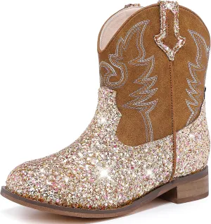 Toddler Girls Cowgirl Boots Western Glitter Cowboy Boot Ankle Boots Little Kids Big Kid Horse Riding Shoes Party Birthday Dress Up