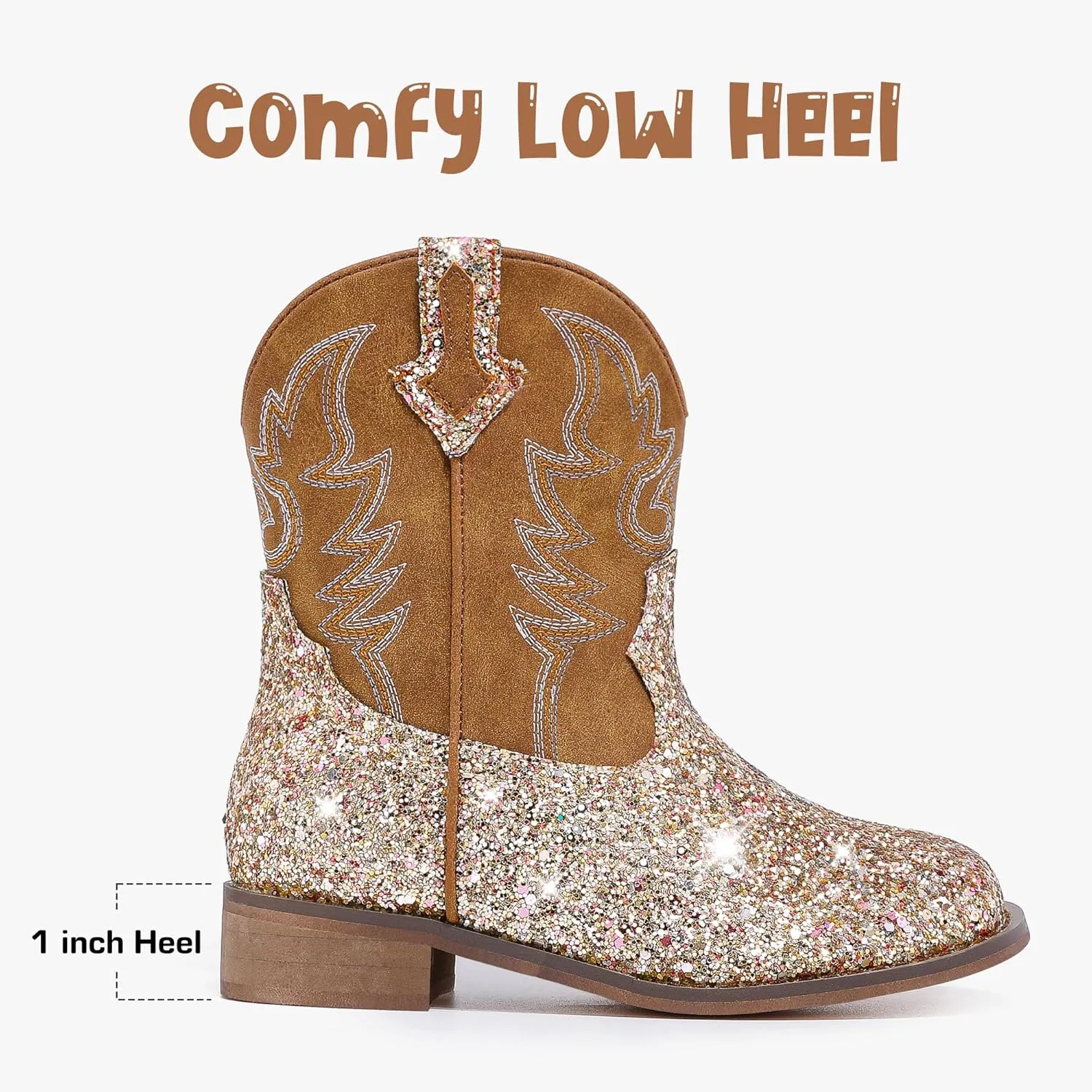 Toddler Girls Cowgirl Boots Western Glitter Cowboy Boot Ankle Boots Little Kids Big Kid Horse Riding Shoes Party Birthday Dress Up