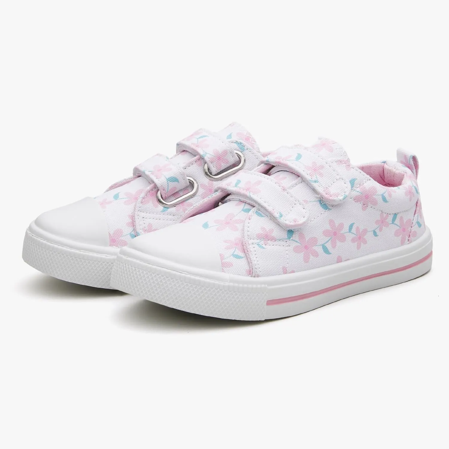 Toddler Little Kid Girls' and Boys' Canvas Sneakers with Hook and Loop Straps Easy On Casual Shoes