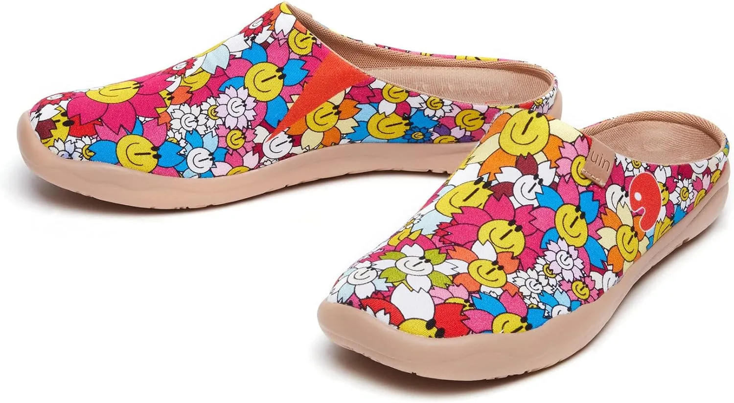 UIN Women's Slip On Mules Comfortable Flat Lightweight Wide Toe Clog Casual Art Painted Travel Shoes Malaga Series