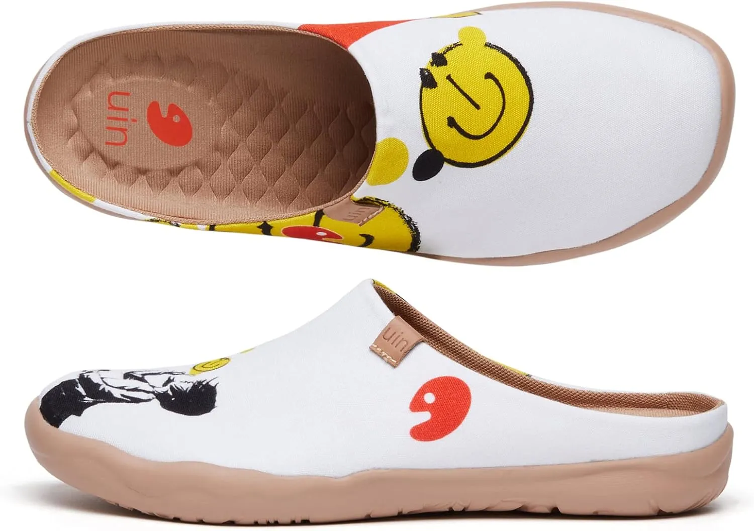 UIN Women's Slip On Mules Comfortable Flat Lightweight Wide Toe Clog Casual Art Painted Travel Shoes Malaga Series