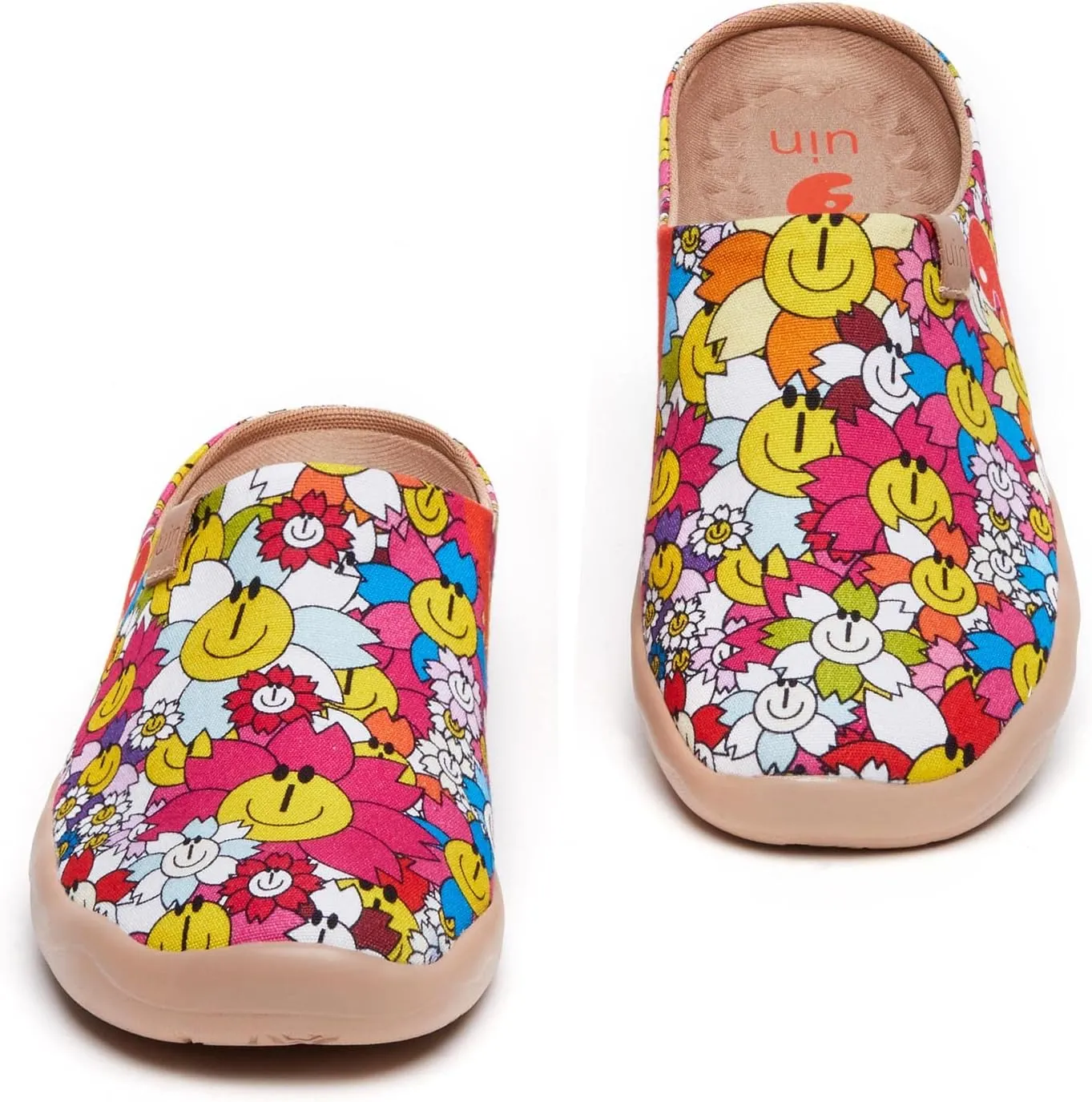 UIN Women's Slip On Mules Comfortable Flat Lightweight Wide Toe Clog Casual Art Painted Travel Shoes Malaga Series