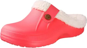 Unisex Winter Fur Lined Clogs Shoes Cushioned Fleece Clogs Indoor Outdoor Fuzzy Slippers Comfy Memory Foam Fluffy Lined Clogs Garden Waterproof Mules
