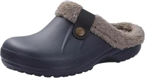 Unisex Winter Fur Lined Clogs Shoes Cushioned Fleece Clogs Indoor Outdoor Fuzzy Slippers Comfy Memory Foam Fluffy Lined Clogs Garden Waterproof Mules