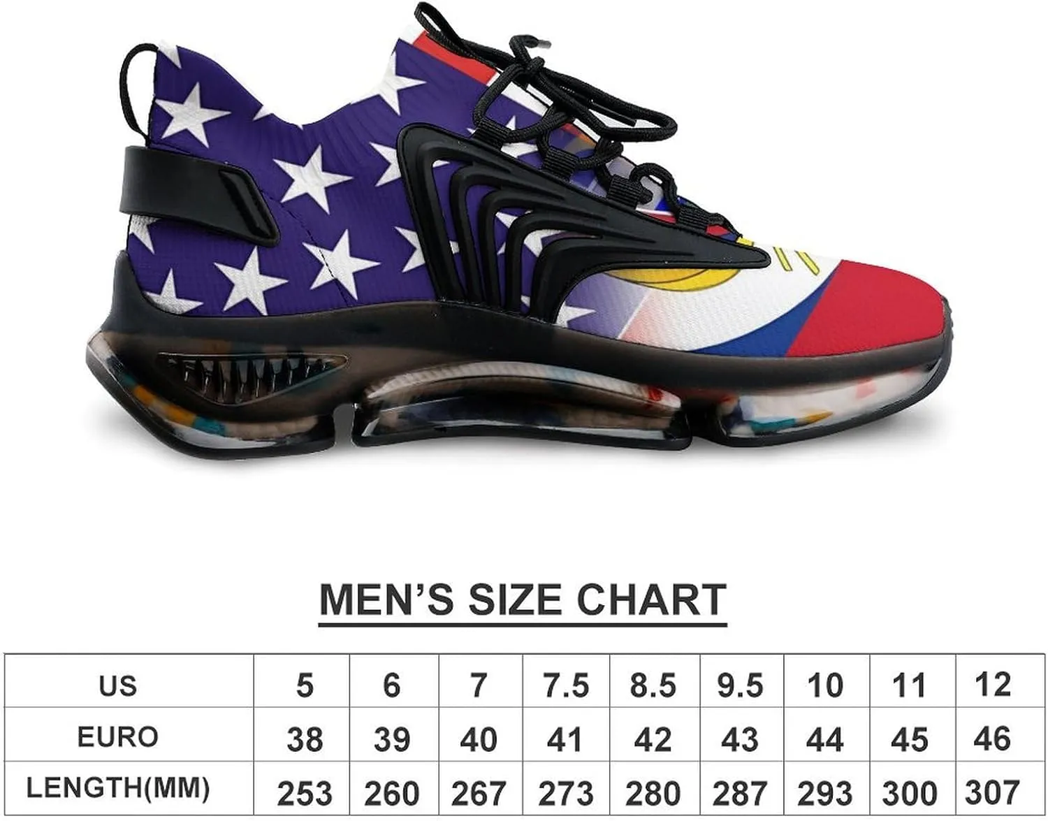 U.S. Colombian Flag Men's Tennis Shoes Fashion Athletic Sneakers for Sport Walking Running Workout