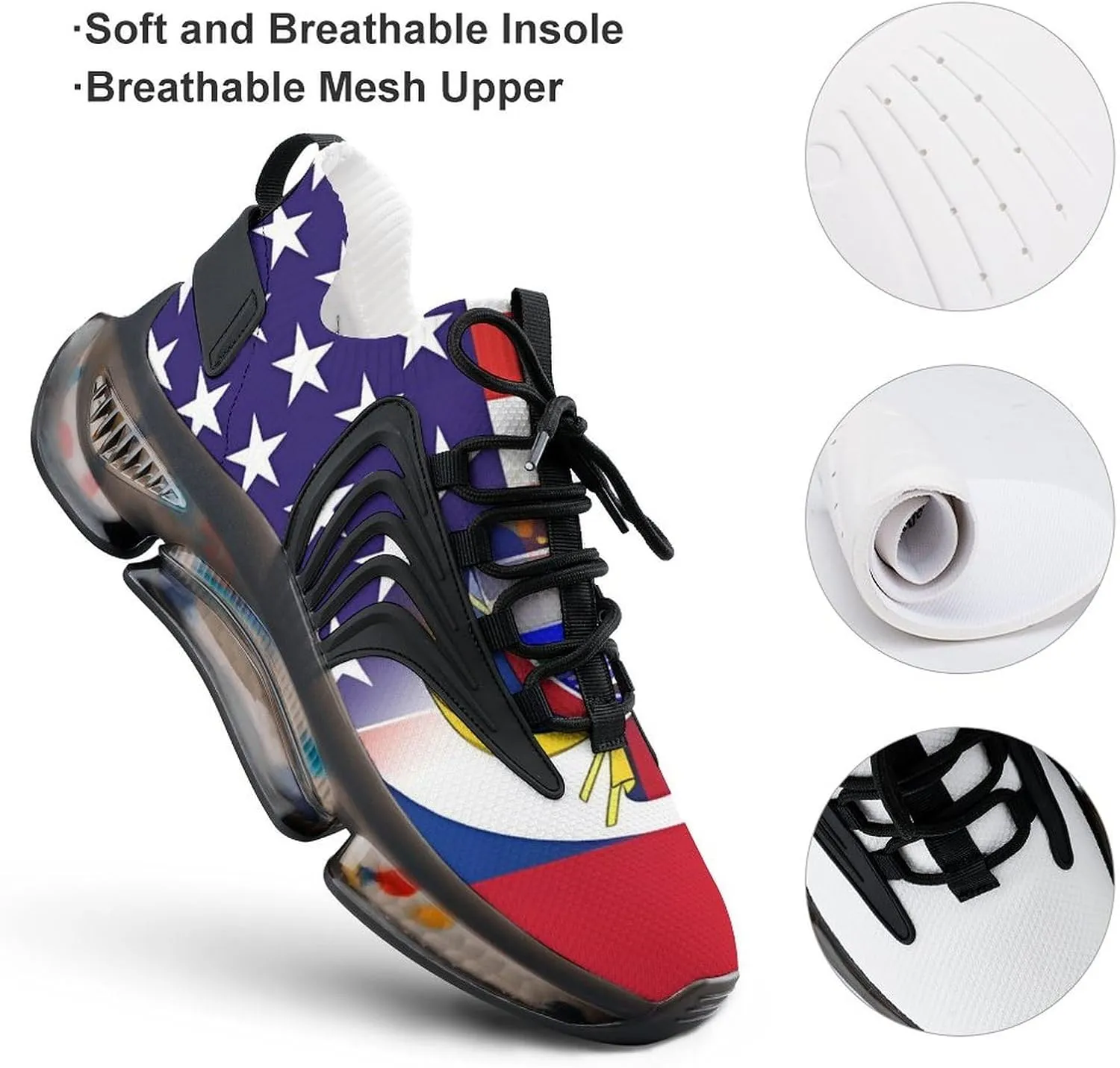 U.S. Colombian Flag Men's Tennis Shoes Fashion Athletic Sneakers for Sport Walking Running Workout