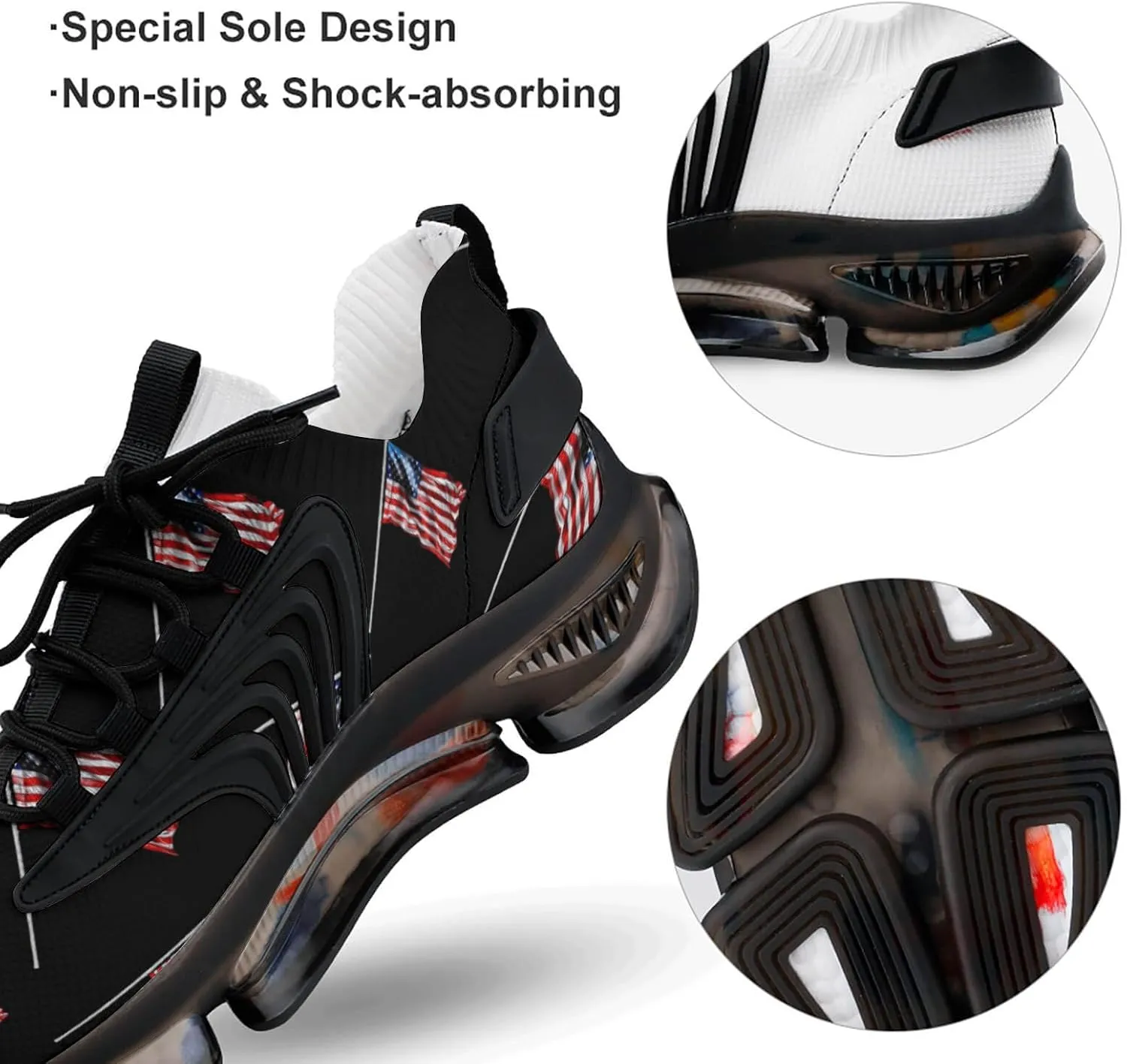 U.S. Flag Men's Tennis Shoes Fashion Athletic Sneakers for Sport Walking Running Workout