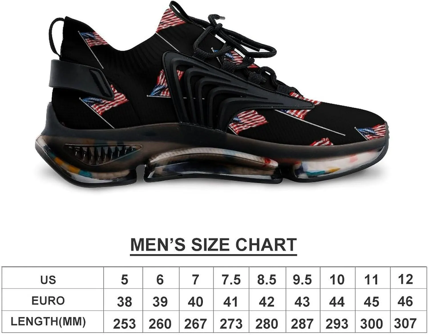 U.S. Flag Men's Tennis Shoes Fashion Athletic Sneakers for Sport Walking Running Workout