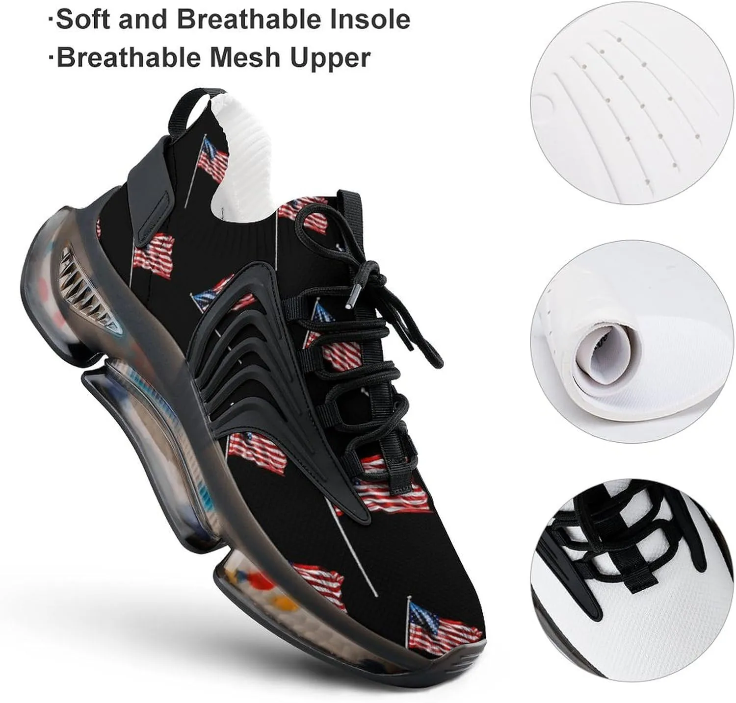 U.S. Flag Men's Tennis Shoes Fashion Athletic Sneakers for Sport Walking Running Workout