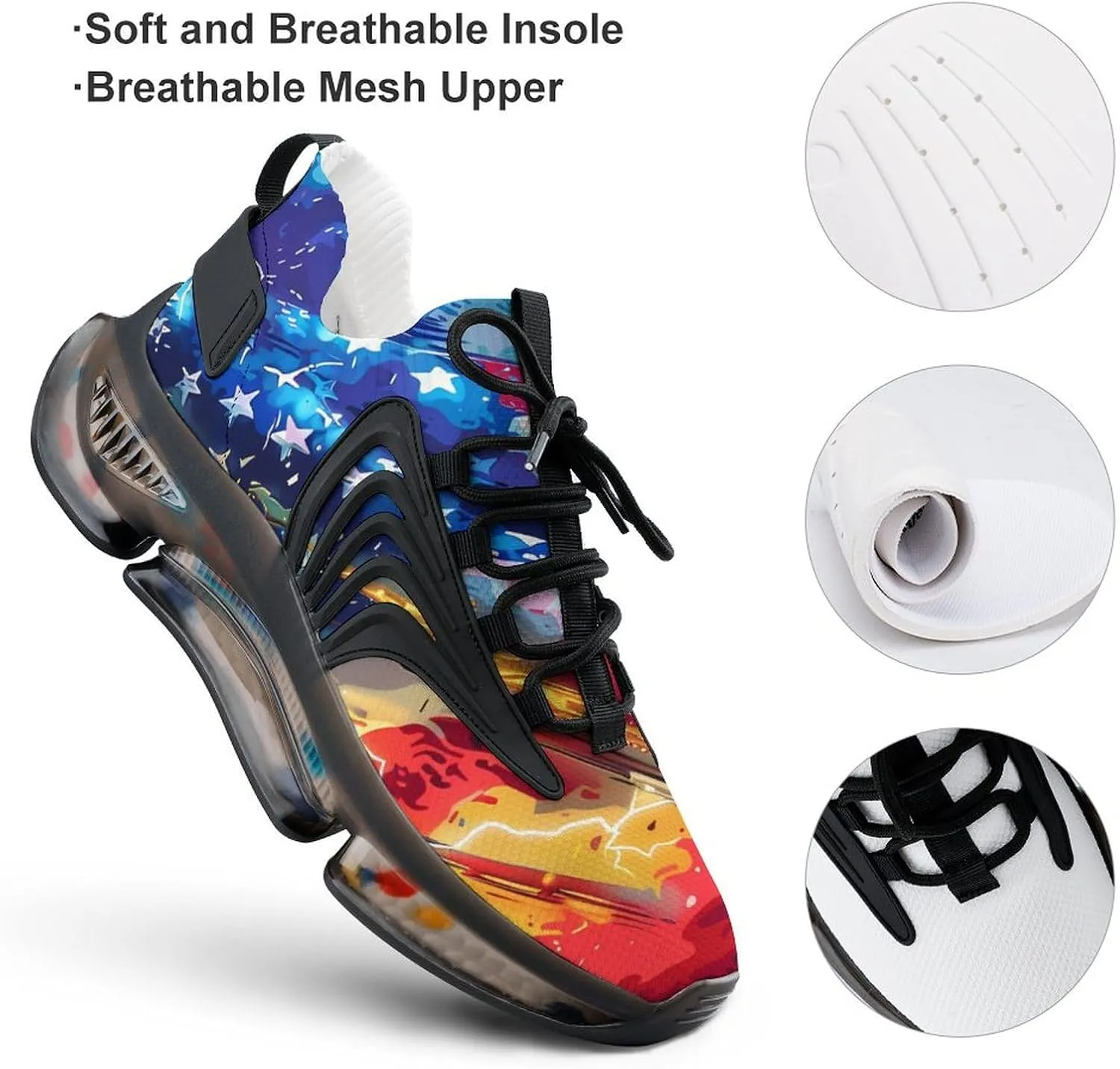 U.S. Flag Thunder Men's Tennis Shoes Fashion Athletic Sneakers for Sport Walking Running Workout