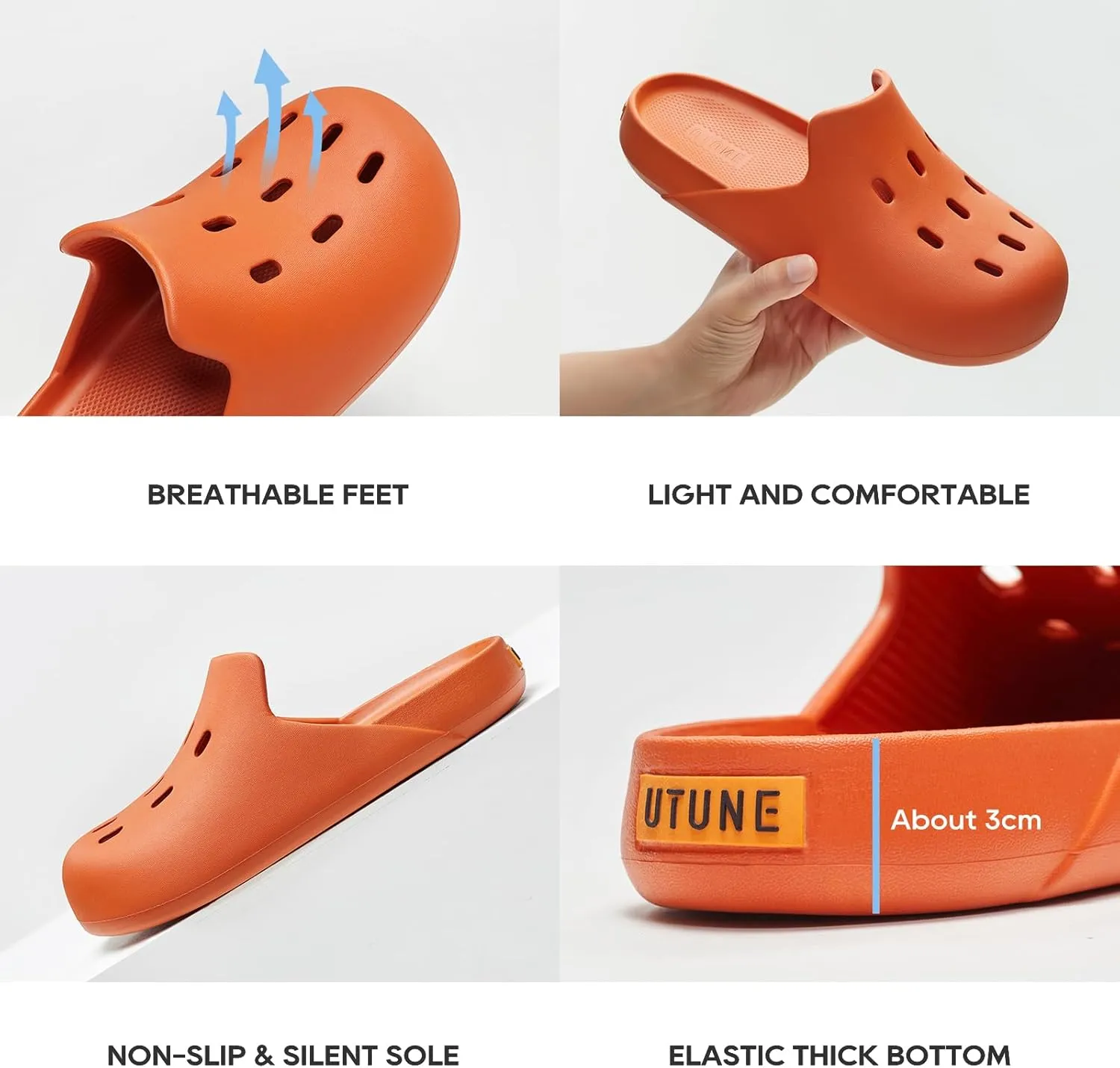 utune Mens and Womens Mules Classic Lined Clog Slippers