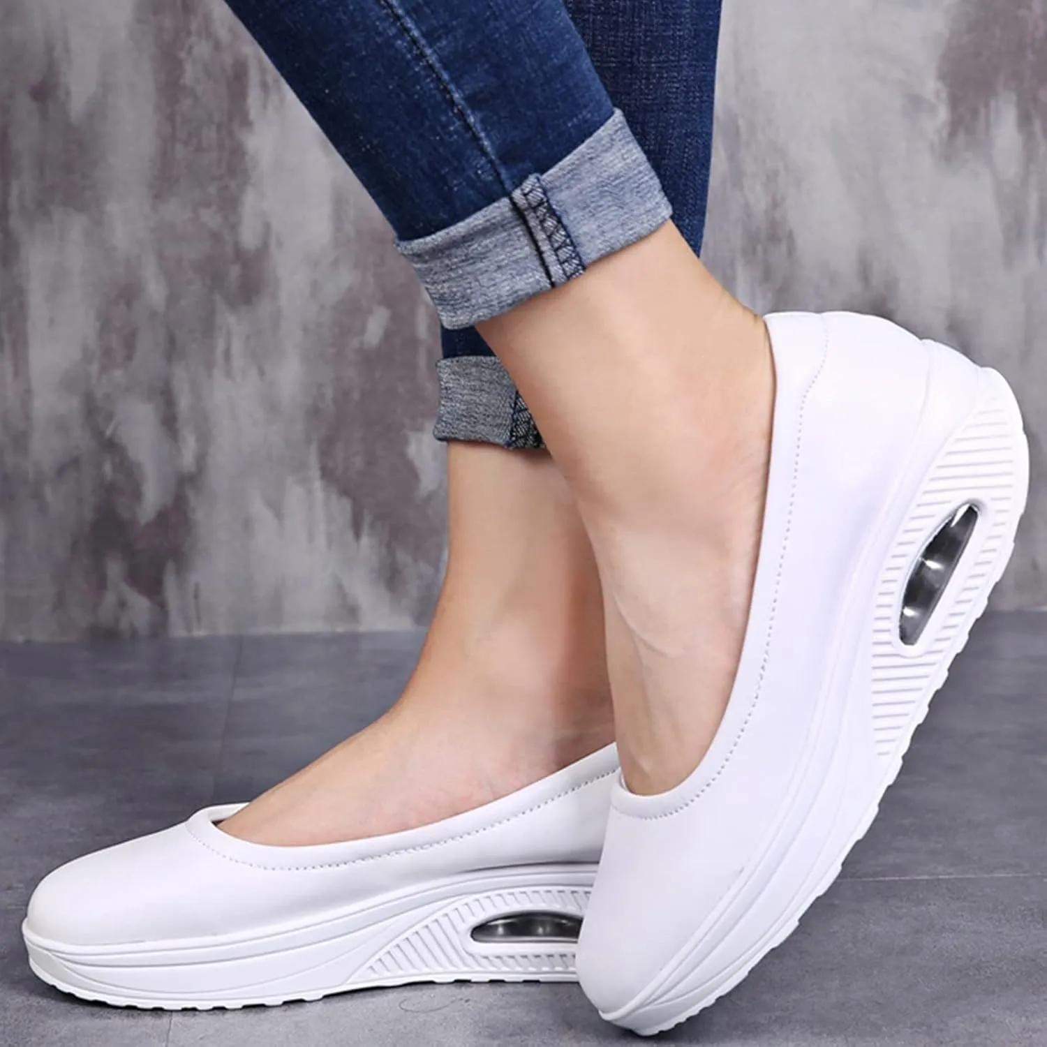 Veroders Women's Working Nurse Shoes Platform Walking Sneakers Wedges Orthotic