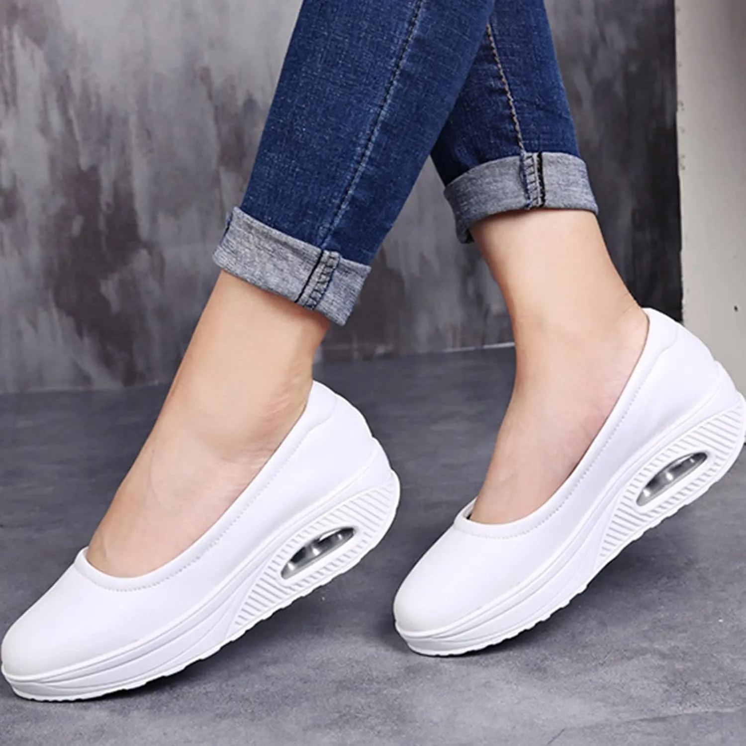 Veroders Women's Working Nurse Shoes Platform Walking Sneakers Wedges Orthotic