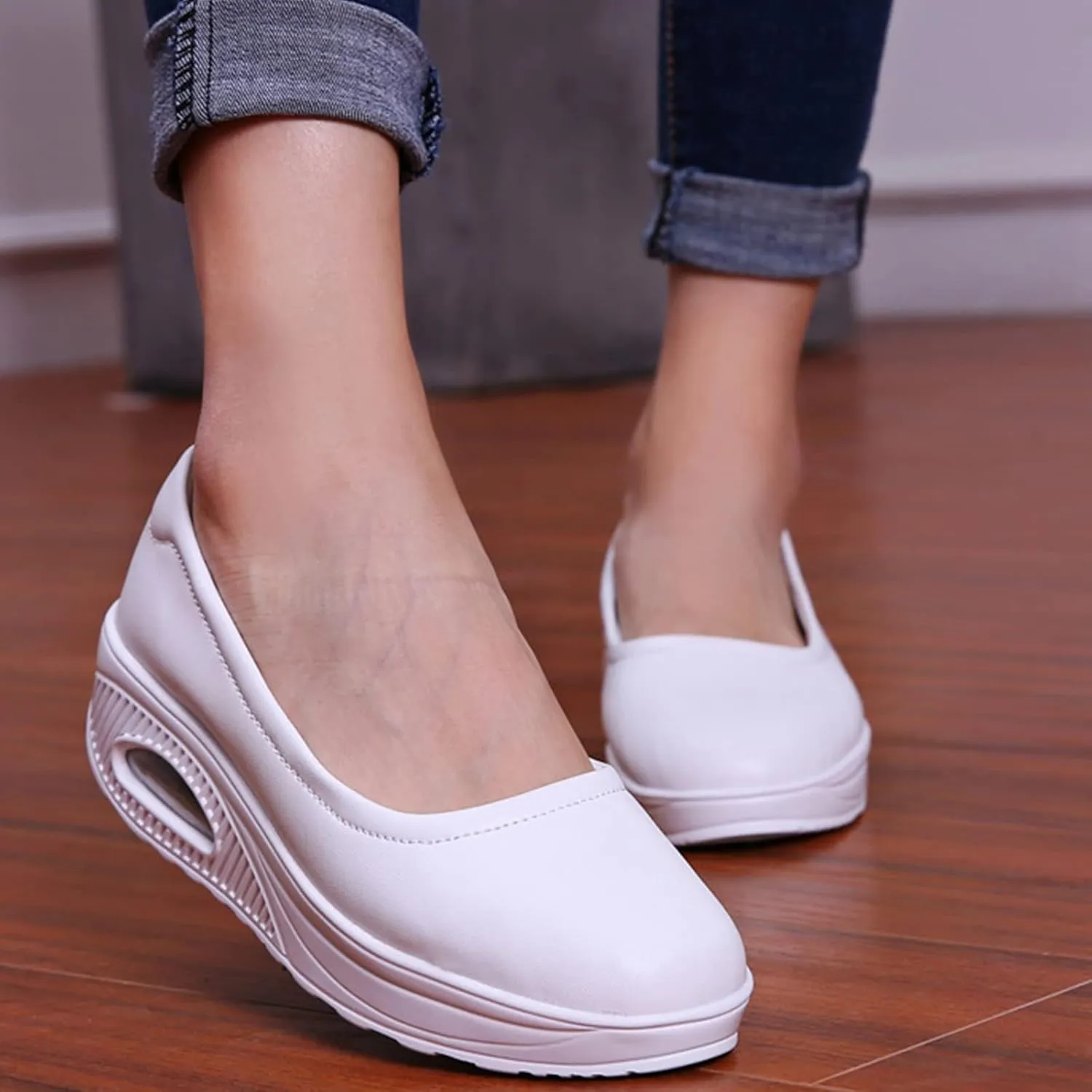 Veroders Women's Working Nurse Shoes Platform Walking Sneakers Wedges Orthotic
