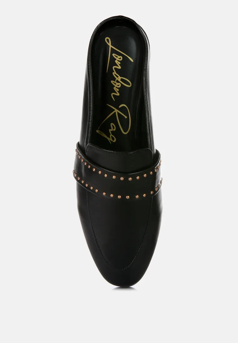 Walkout Faux Leather Studded Detail Mules By Ruw