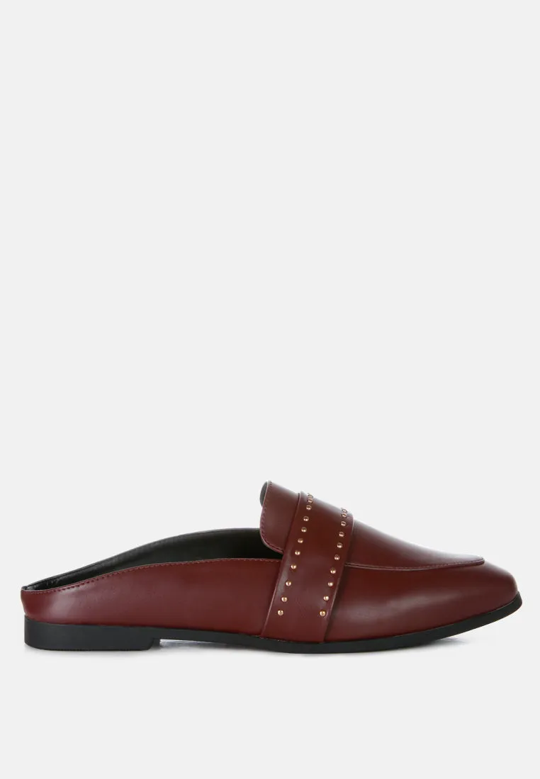 Walkout Faux Leather Studded Detail Mules By Ruw