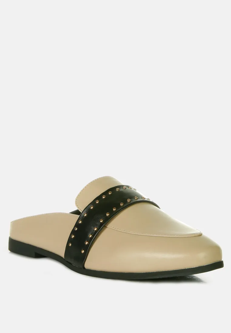 Walkout Faux Leather Studded Detail Mules By Ruw
