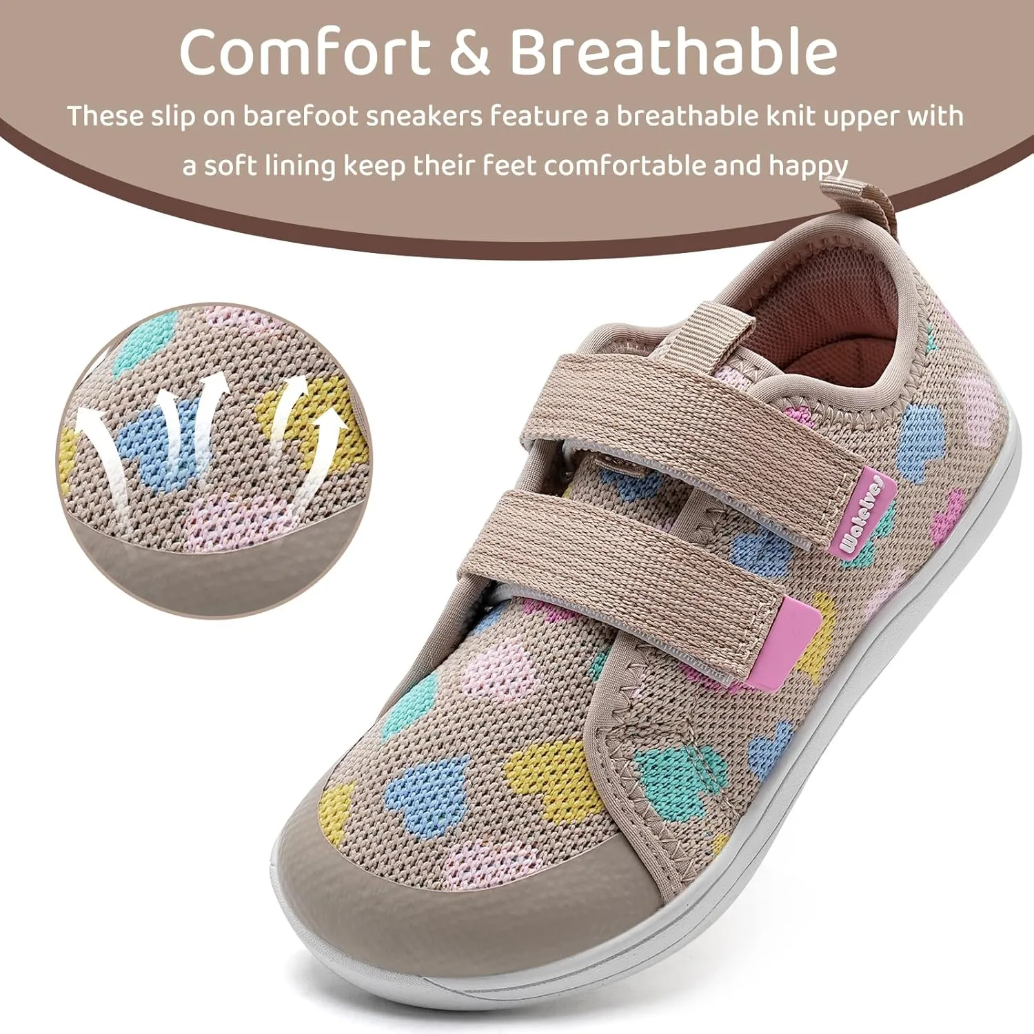 WateLves Toddler Little Kid Wide Barefoot The First Walking Shoes Girls Boys Breathable Lightweight Splay Naturally Minimalist Sneakers