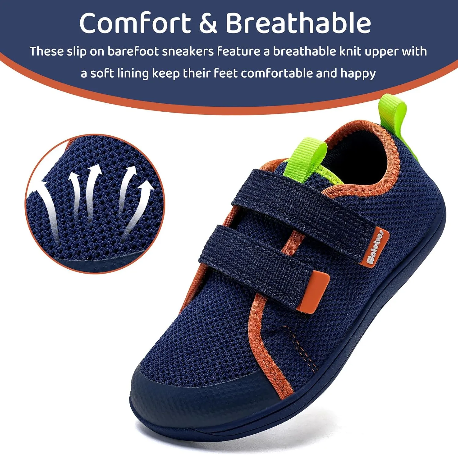 WateLves Toddler Little Kid Wide Barefoot The First Walking Shoes Girls Boys Breathable Lightweight Splay Naturally Minimalist Sneakers