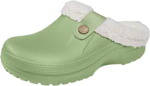 Waterproof Clogs Fuzzy Fleece Lined Clog Slippers for Women and Men, Waterproof Indoor Outdoor Winter Mules