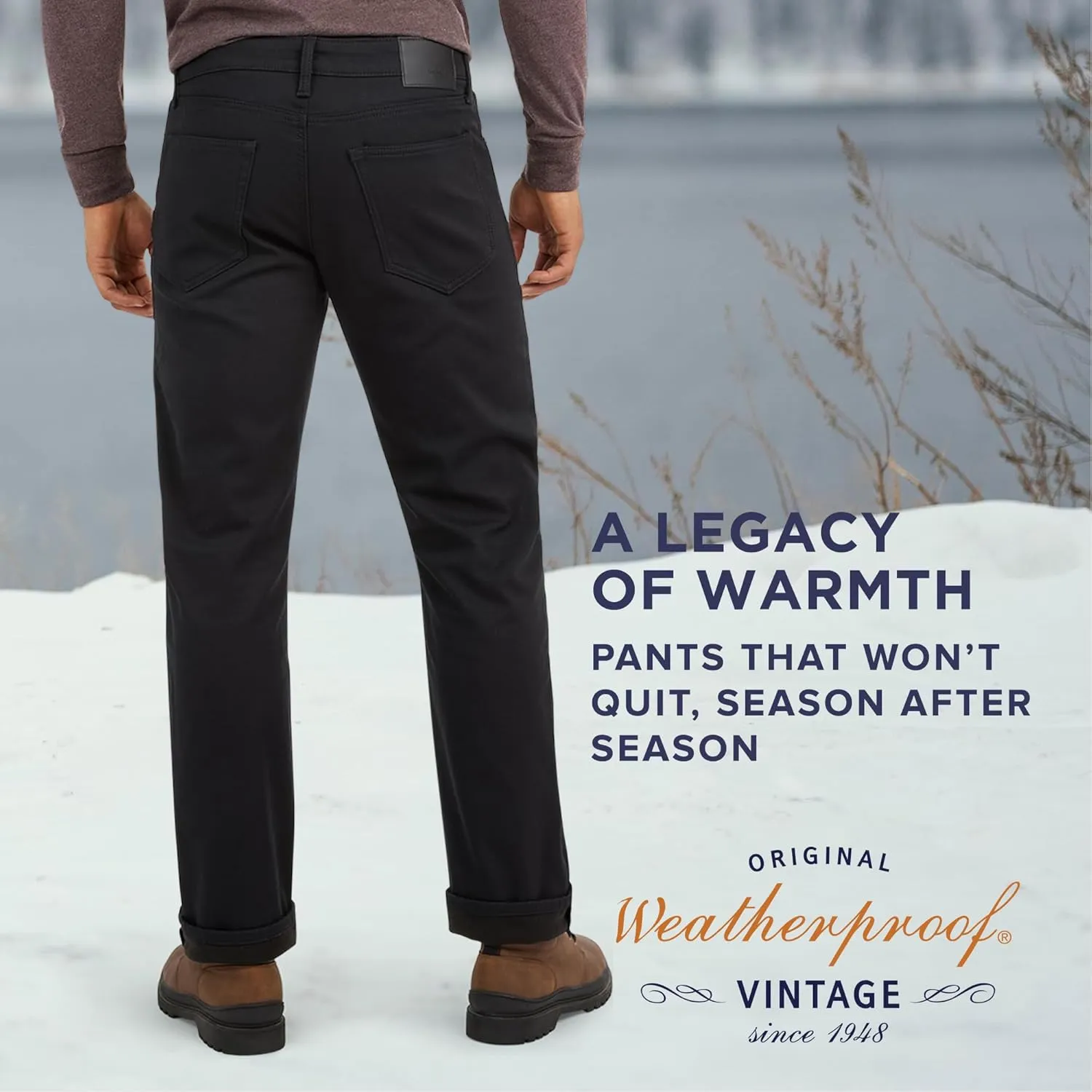 Weatherproof Vintage Fleece Lined Pants - Men's Regular Fit Fleeced Lined Canvas Pants for Mens