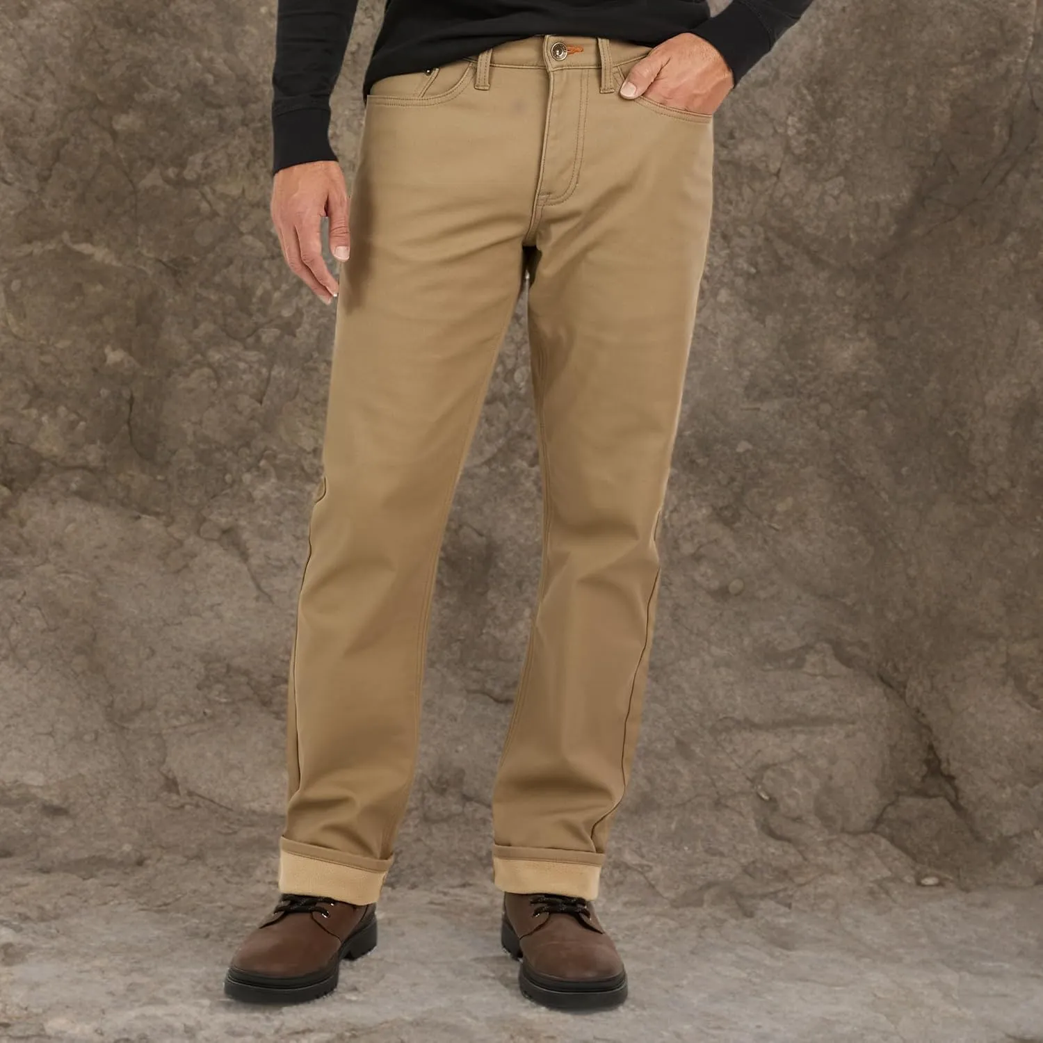 Weatherproof Vintage Fleece Lined Pants - Men's Regular Fit Fleeced Lined Canvas Pants for Mens