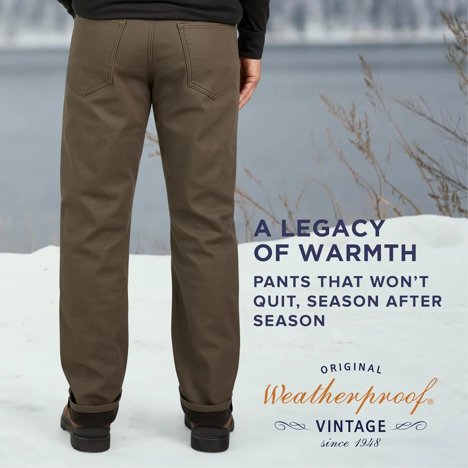 Weatherproof Vintage Fleece Lined Pants - Men's Regular Fit Fleeced Lined Canvas Pants for Mens