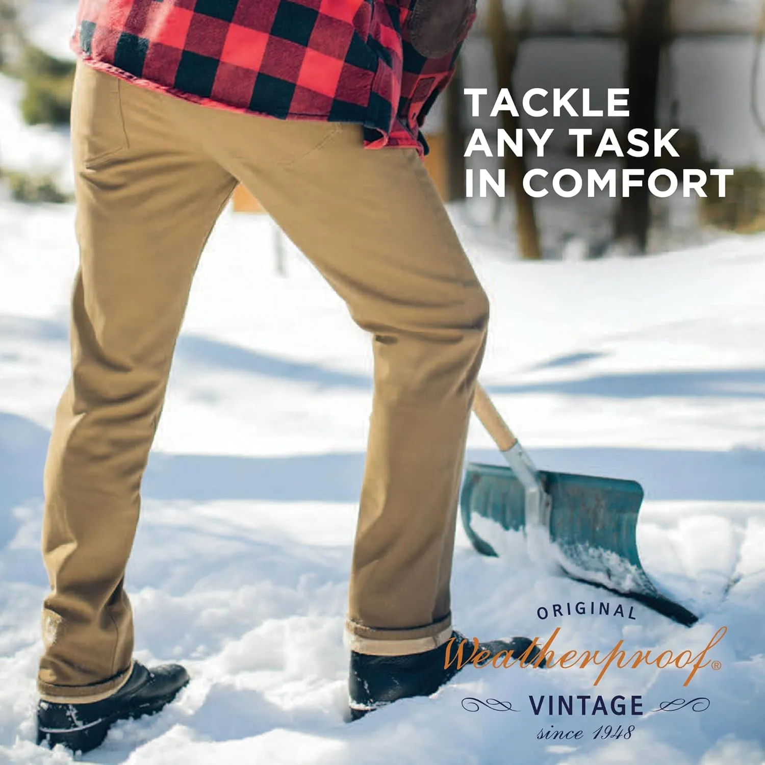 Weatherproof Vintage Fleece Lined Pants - Men's Regular Fit Fleeced Lined Canvas Pants for Mens