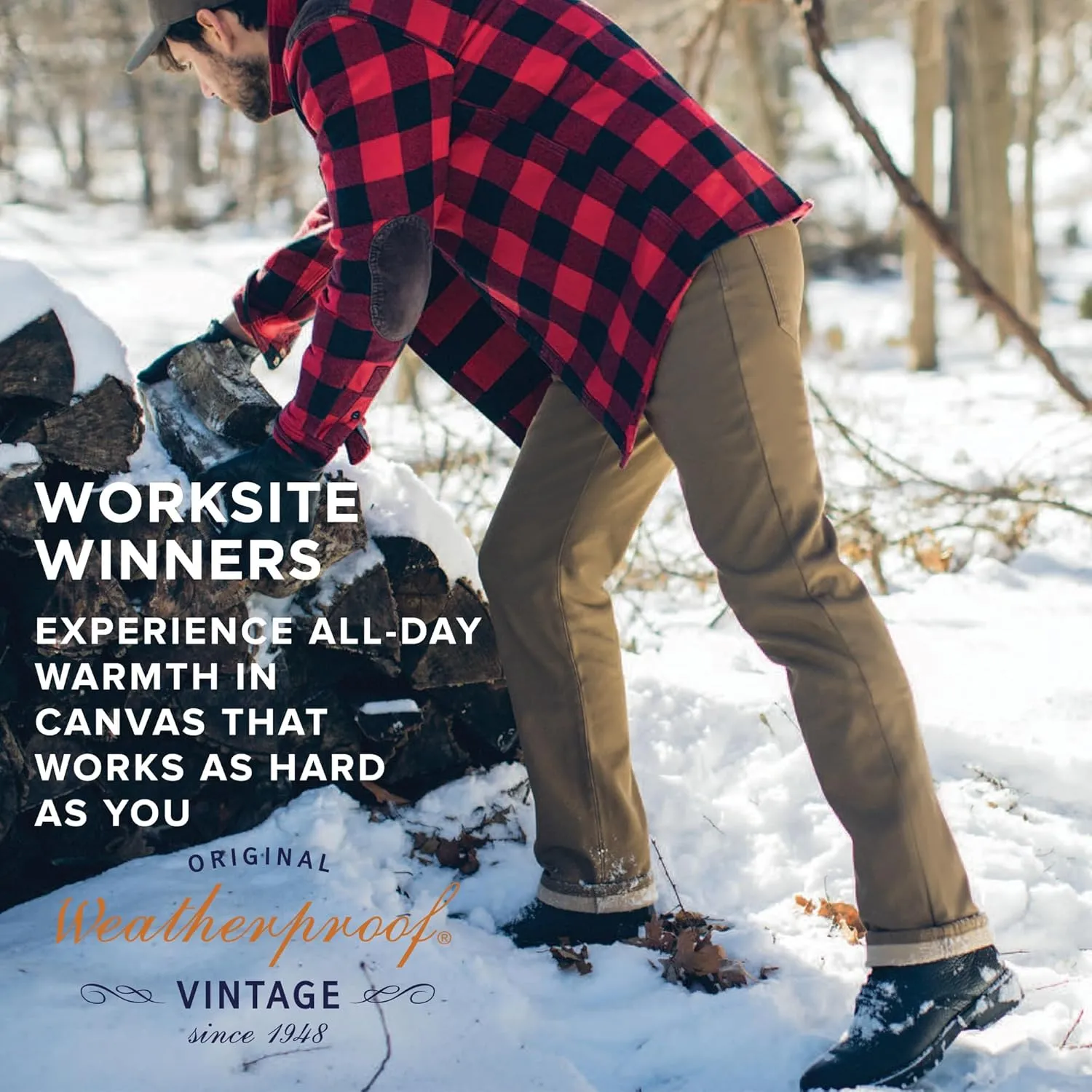 Weatherproof Vintage Fleece Lined Pants - Men's Regular Fit Fleeced Lined Canvas Pants for Mens