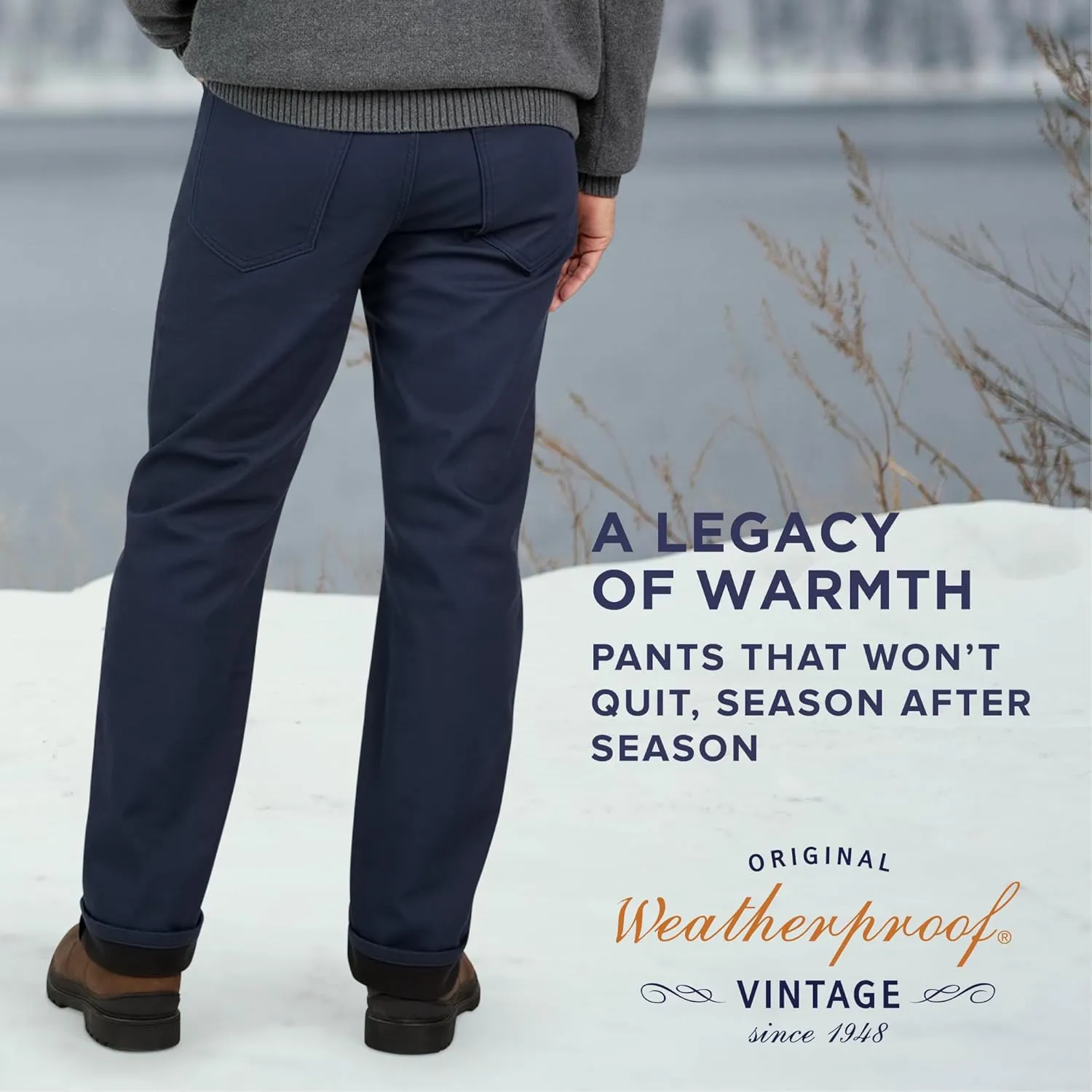 Weatherproof Vintage Fleece Lined Pants - Men's Regular Fit Fleeced Lined Canvas Pants for Mens