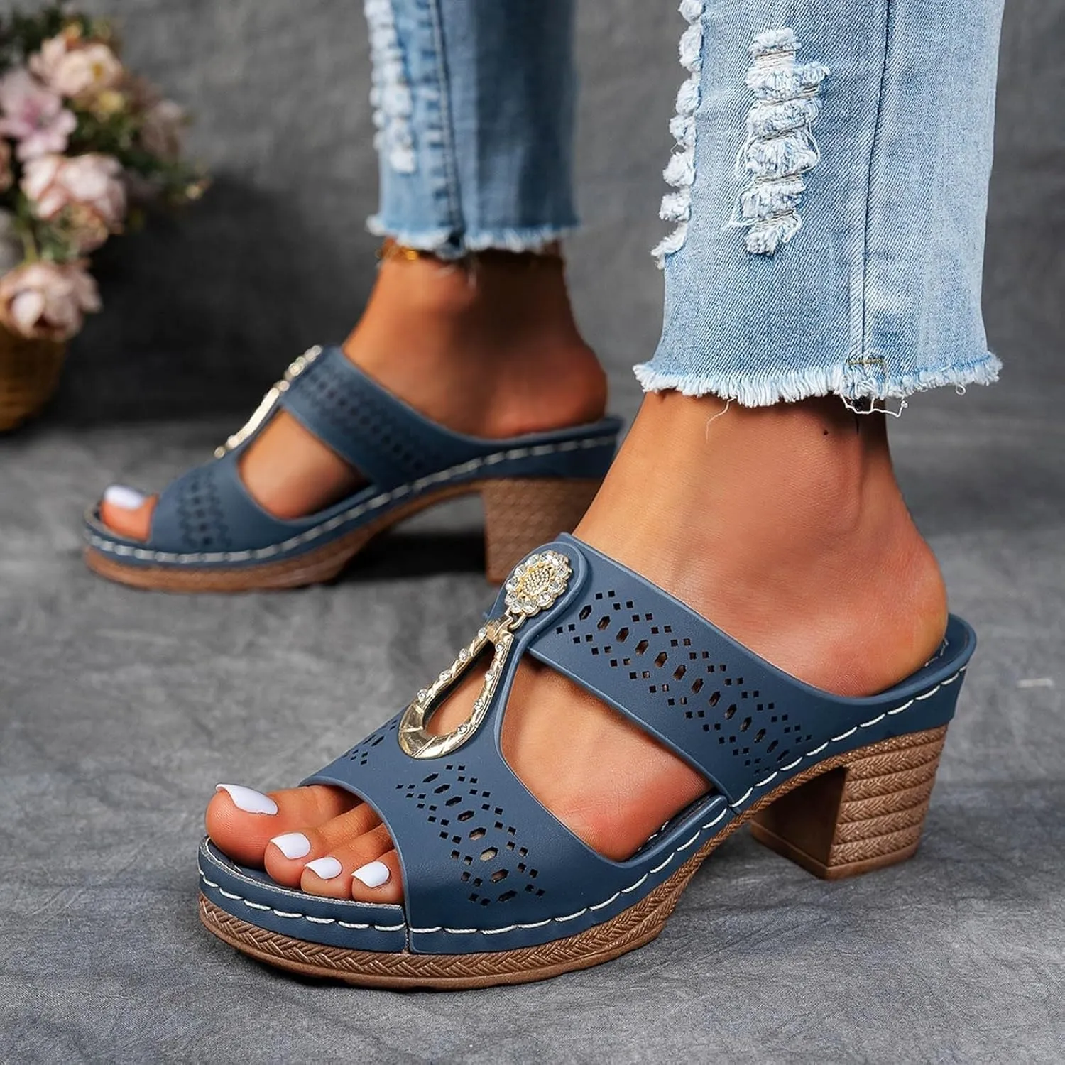 Wedge Heel Sandals for Women Dressy Casual Walking Shoes Comfortable Gladiator Sandals Summer Slip On Fashion Business Office Shoes Beach Vacation Platform Sandal