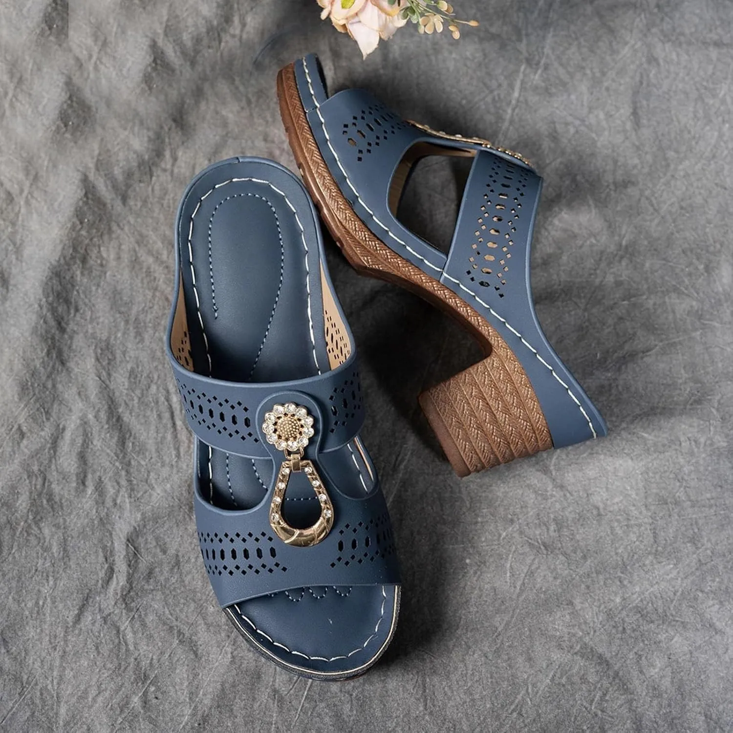 Wedge Heel Sandals for Women Dressy Casual Walking Shoes Comfortable Gladiator Sandals Summer Slip On Fashion Business Office Shoes Beach Vacation Platform Sandal