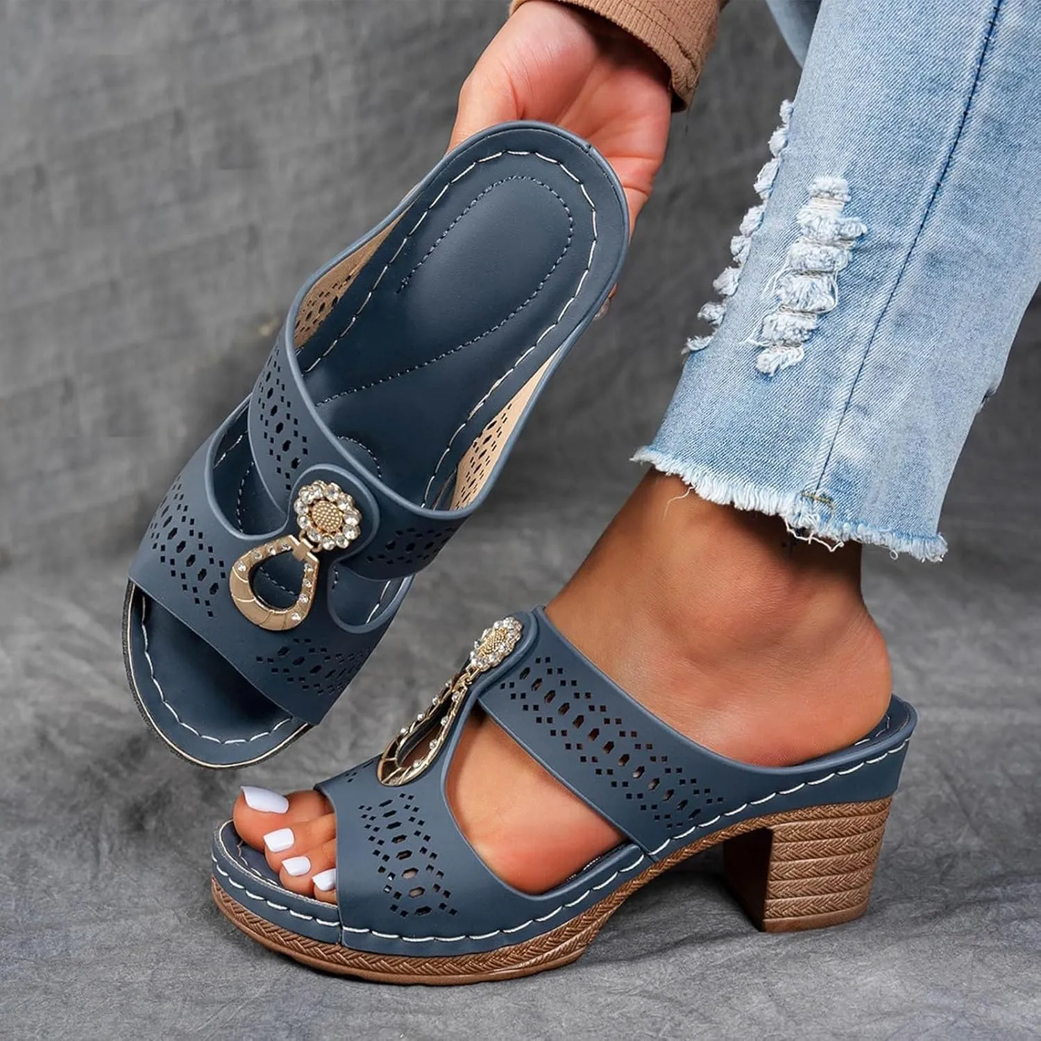 Wedge Heel Sandals for Women Dressy Casual Walking Shoes Comfortable Gladiator Sandals Summer Slip On Fashion Business Office Shoes Beach Vacation Platform Sandal