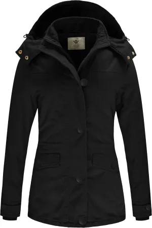 WenVen Women's Winter Warm Thicken Military Parka Jacket with Removable Hood