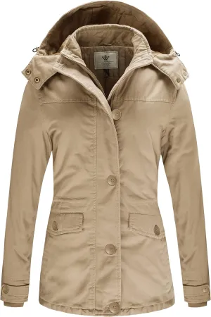 WenVen Women's Winter Warm Thicken Military Parka Jacket with Removable Hood