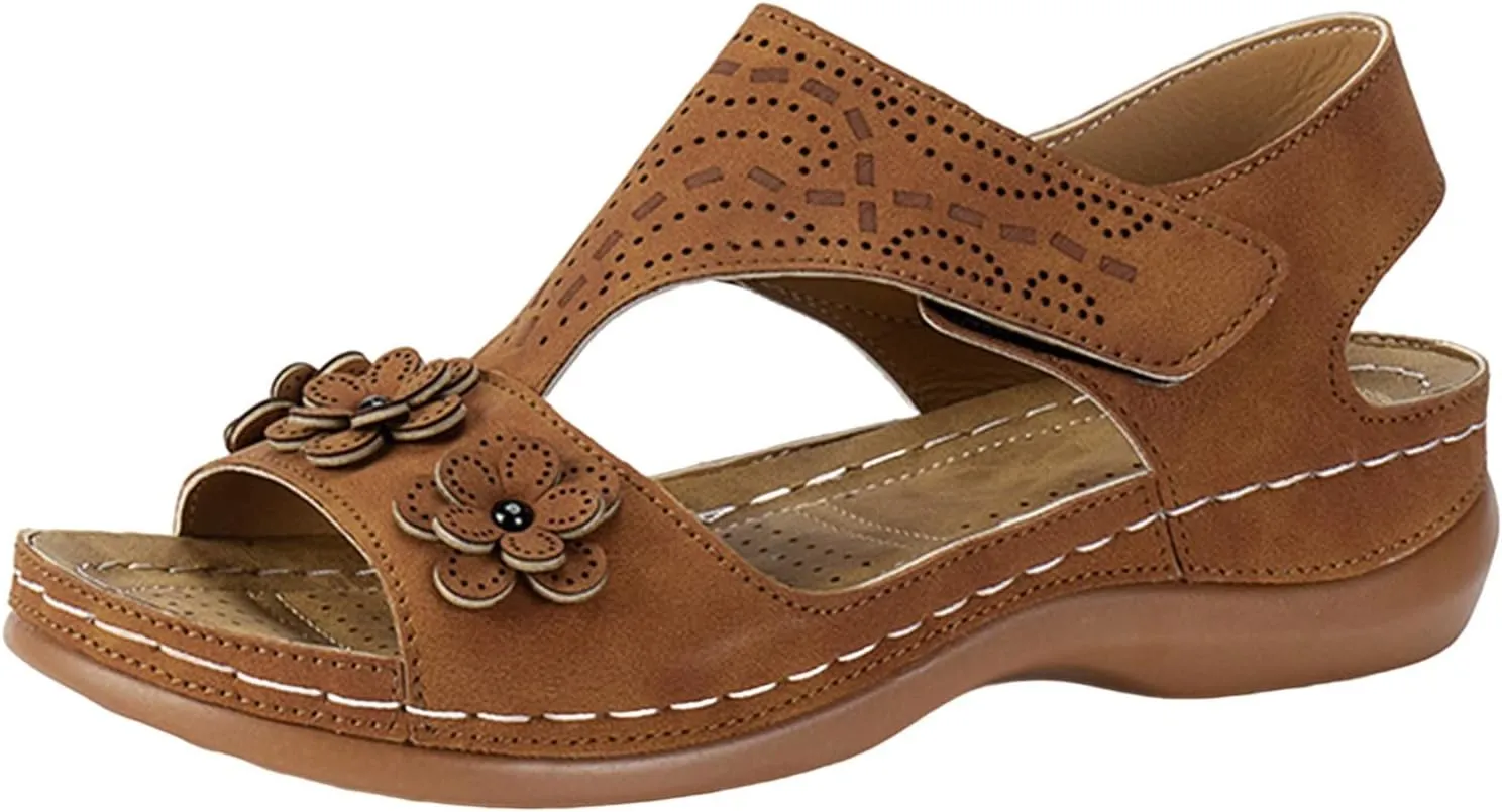 White Wedge Sandals for Women Orthopedic Leather Orthopedic Shoes for Women Dark Brown Sandals Women Dressy Womens Sandal with Arch Support Black Sandals Women Womens Strappy Heels