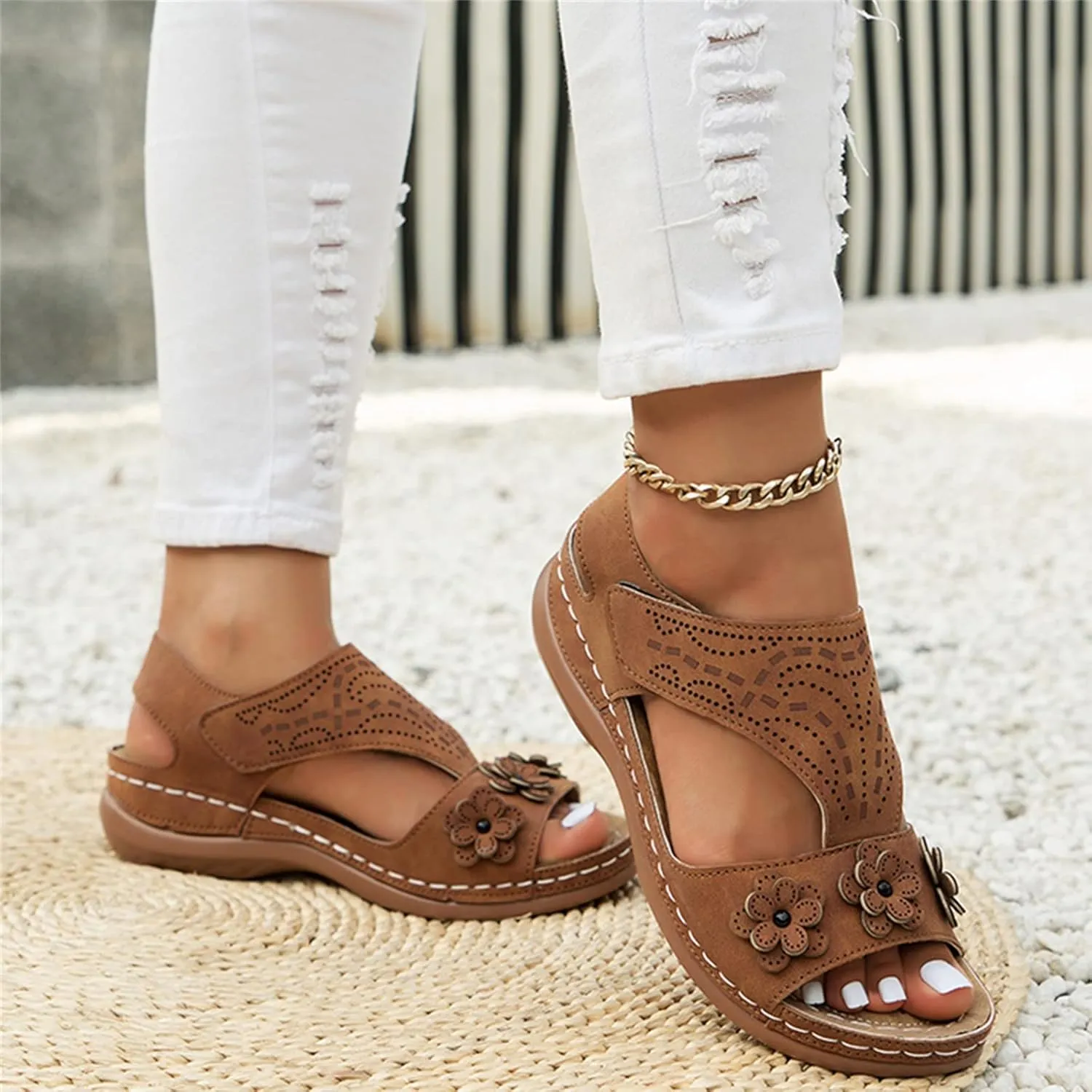 White Wedge Sandals for Women Orthopedic Leather Orthopedic Shoes for Women Dark Brown Sandals Women Dressy Womens Sandal with Arch Support Black Sandals Women Womens Strappy Heels