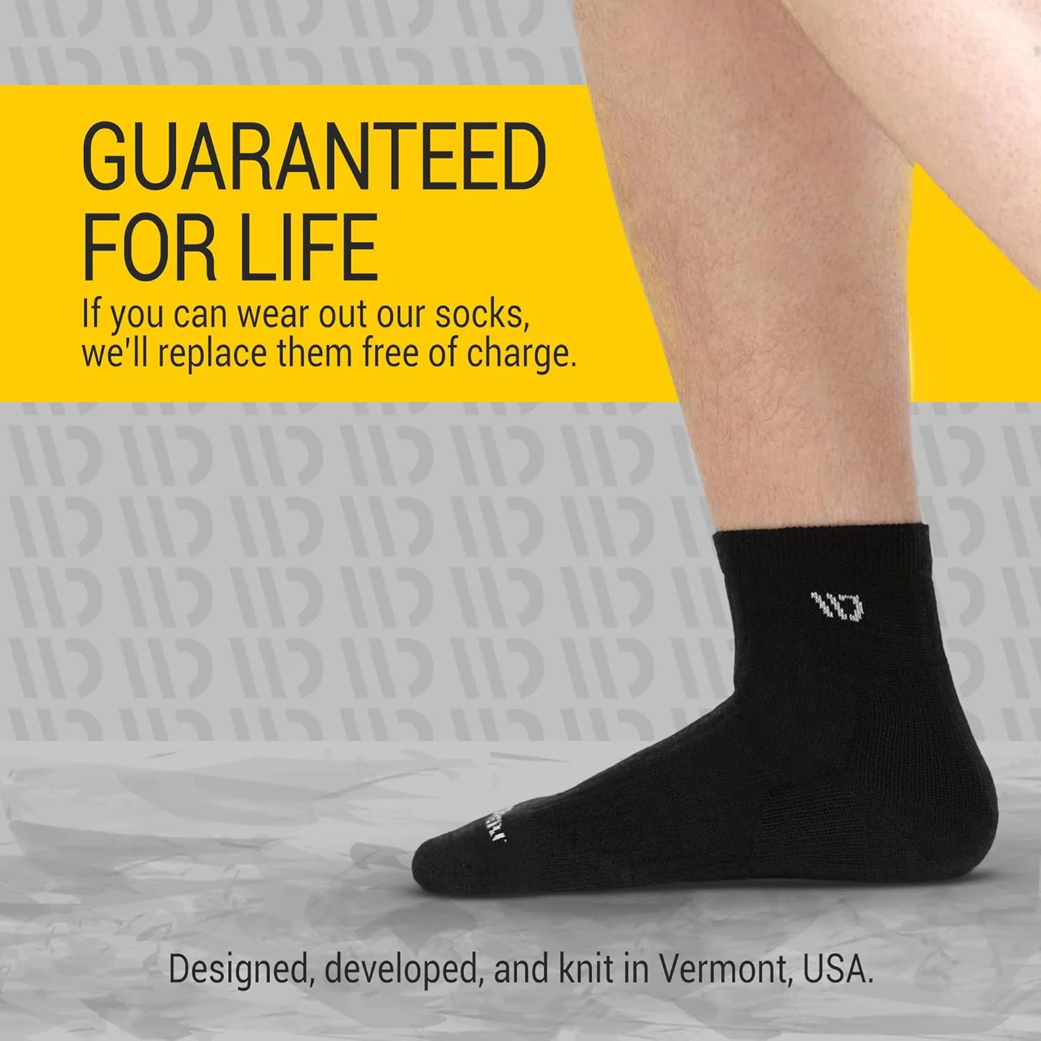 Wide Open Quarter Merino Wool Socks for Men Everyday Basic Wide Ankle Socks for Wide Feet (Style 9004)