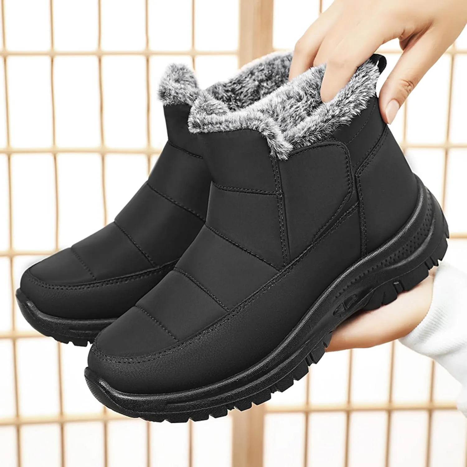 Winter Thermal Boots for Women Arch Support Women's Warm Snow Winter Warm Hiking Work Comfy Boots Sneakers Slip on Walking Shoes Insulated Comfortable Ankle Booties