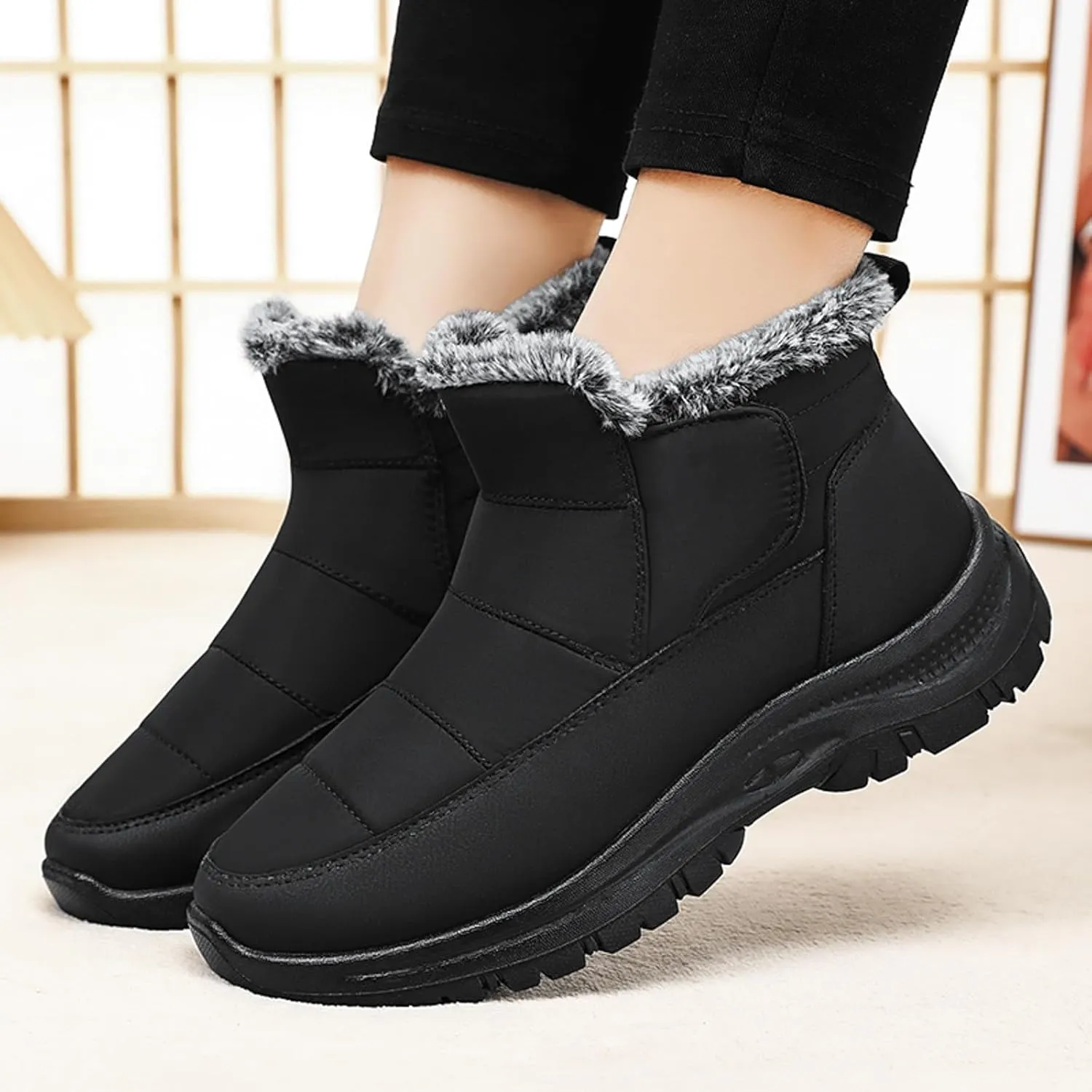 Winter Thermal Boots for Women Arch Support Women's Warm Snow Winter Warm Hiking Work Comfy Boots Sneakers Slip on Walking Shoes Insulated Comfortable Ankle Booties