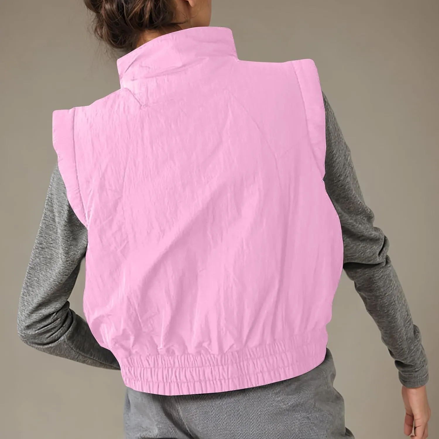 Winter Vest for Women Sleeveless Button Down Puffer Vest Stand Collar Quilted Lightweight Jacket Winter Padded Coats