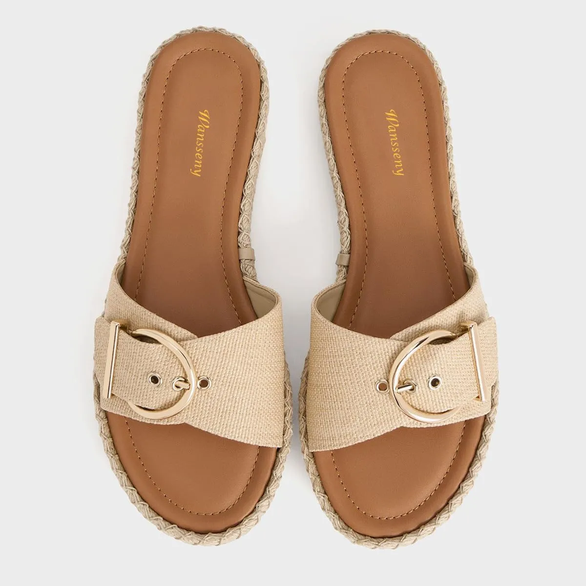 Women Chic Platform Wide Strap Buckle Open Toe Thick Sole Espadrille Flat Mules Slip On Comfy Summer Casual Slide Sandals Size 4-16 US