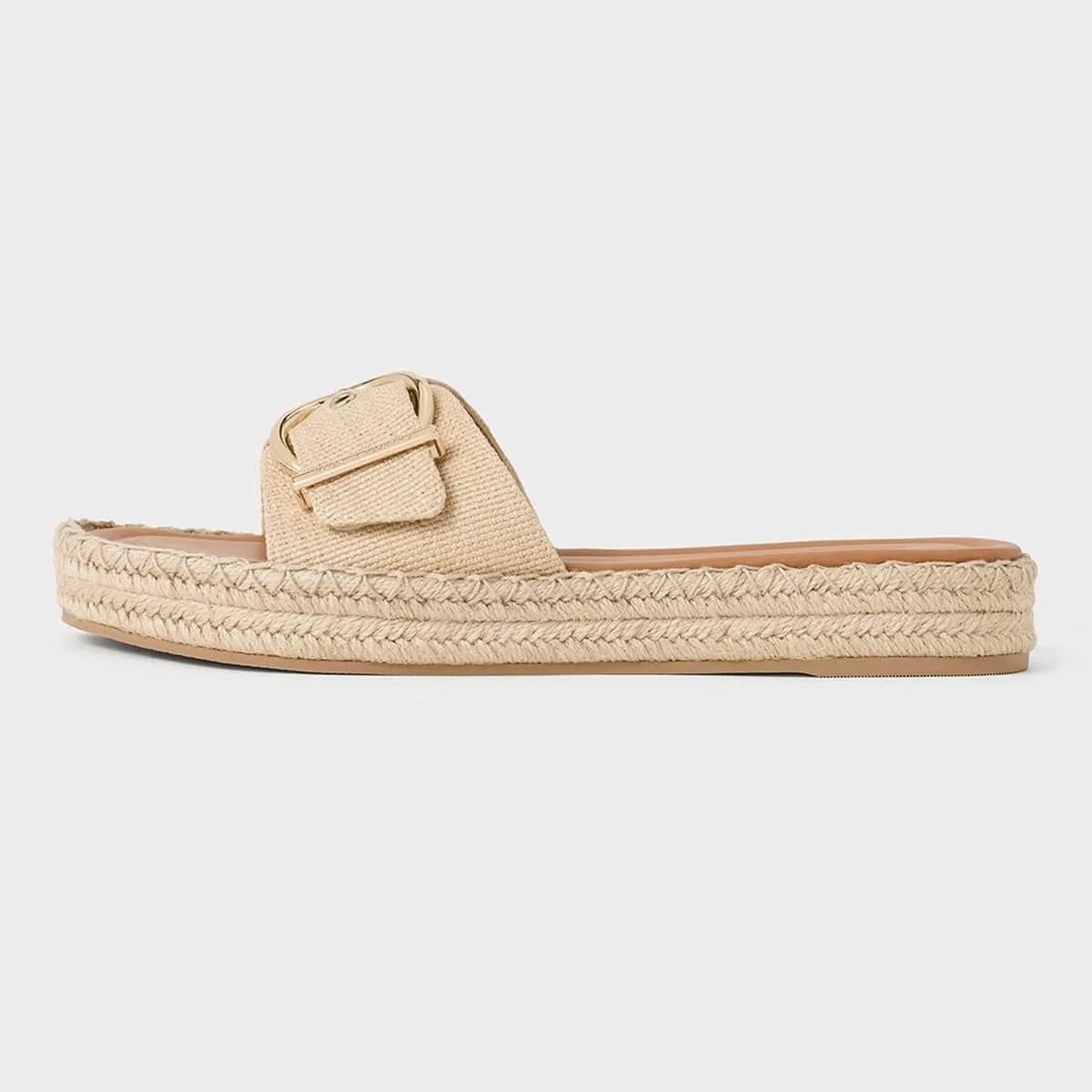 Women Chic Platform Wide Strap Buckle Open Toe Thick Sole Espadrille Flat Mules Slip On Comfy Summer Casual Slide Sandals Size 4-16 US