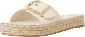 Women Chic Platform Wide Strap Buckle Open Toe Thick Sole Espadrille Flat Mules Slip On Comfy Summer Casual Slide Sandals Size 4-16 US