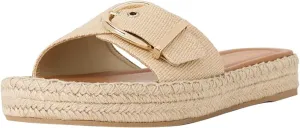 Women Chic Platform Wide Strap Buckle Open Toe Thick Sole Espadrille Flat Mules Slip On Comfy Summer Casual Slide Sandals Size 4-16 US
