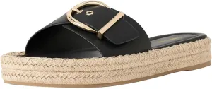 Women Chic Platform Wide Strap Buckle Open Toe Thick Sole Espadrille Flat Mules Slip On Comfy Summer Casual Slide Sandals Size 4-16 US