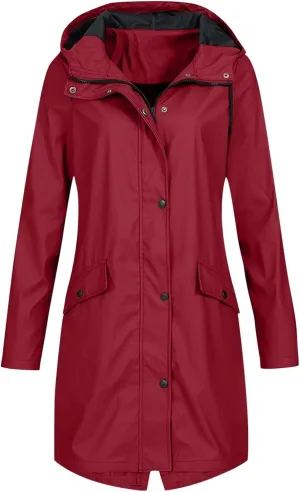 Women Men Hoodie Rain Long Solid Cardigan Coat Jacket Womens Outdoor Color Windproof Women's Trench Coats Anoraks
